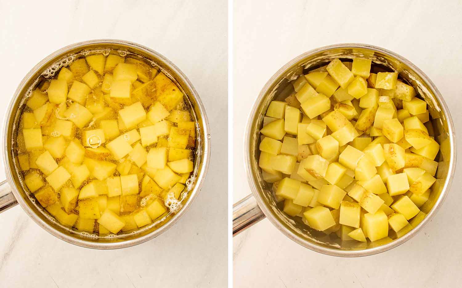 process shots showing how to make home fries.