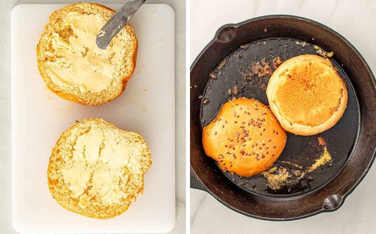 process shots showing how to make smashed burgers.