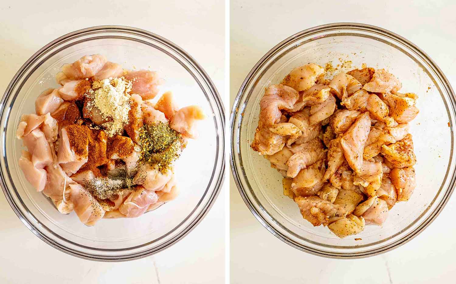 process shots showing how to make chicken with green beans and sweet potatoes.