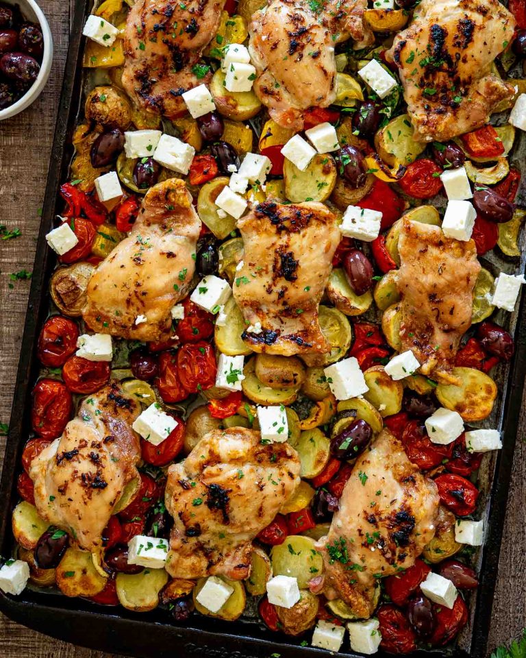 Greek Sheet Pan Chicken and Veggies - Jo Cooks