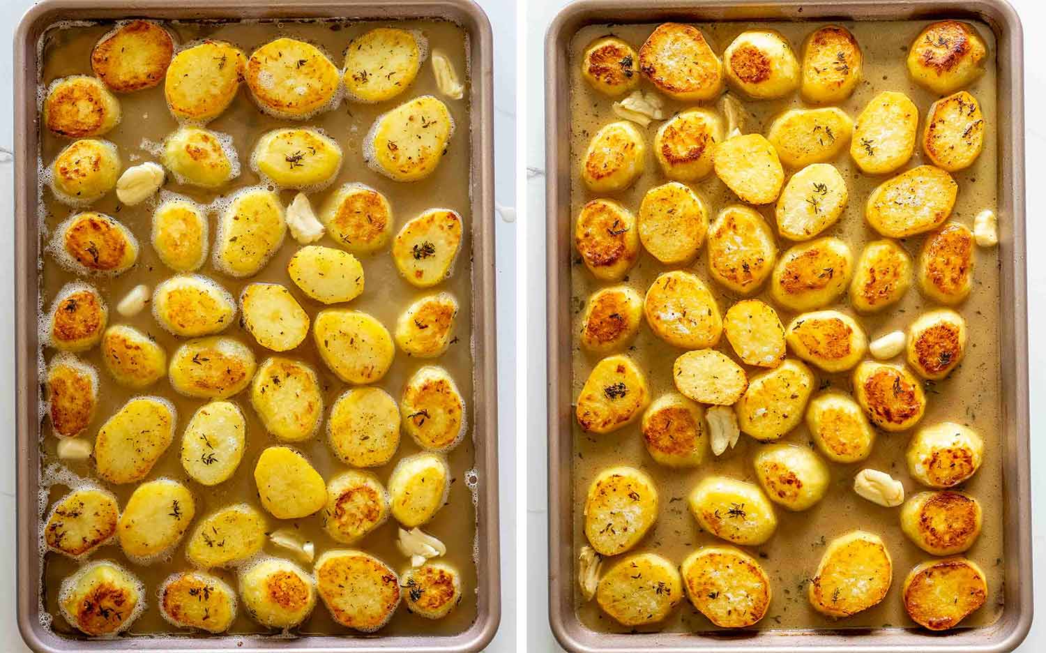 process shots showing how to make melting potatoes.