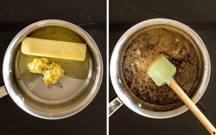 process shots showing how to make oven baked honey garlic pork chops.