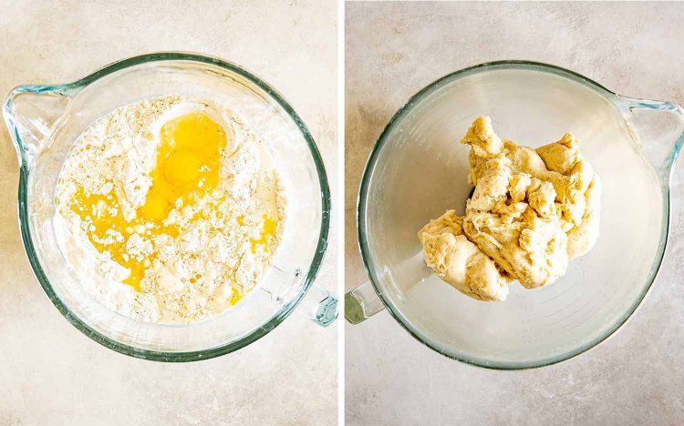 process shots showing how to make biscoff cinnamon rolls.