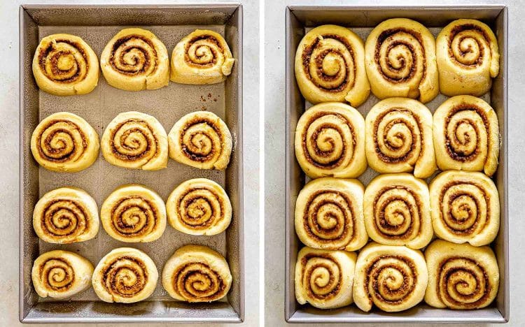 process shots showing how to make biscoff cinnamon rolls.