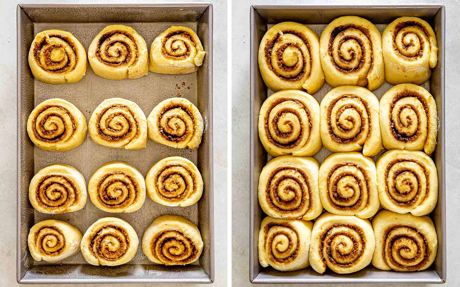 process shots showing how to make biscoff cinnamon rolls.