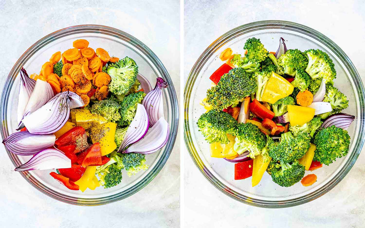 process shots showing how to make sheet pan teriyaki chicken.
