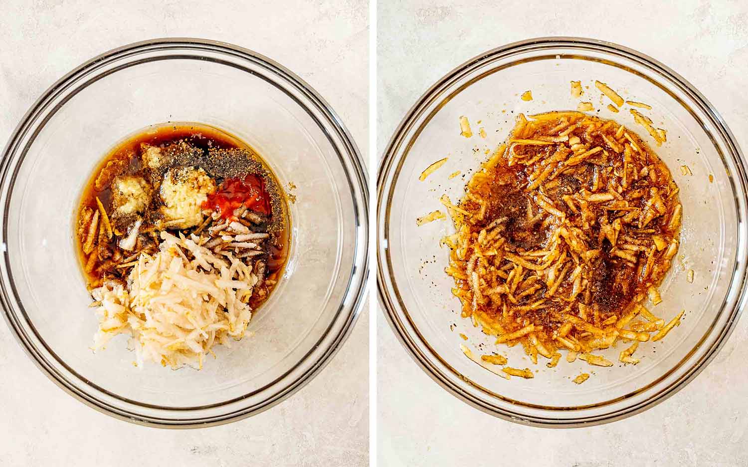 Asian pear, garlic, ginger, gochujang, seasonings, and liquids are combined to make the fragrant chicken bulgogi marinade.